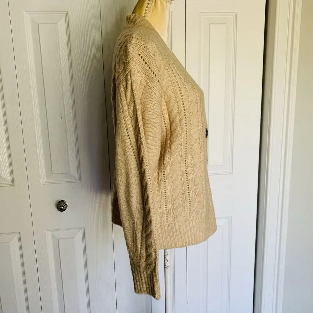 ELIE ELIE TAHARI Women Cable Knit Cardigan S/P Beige